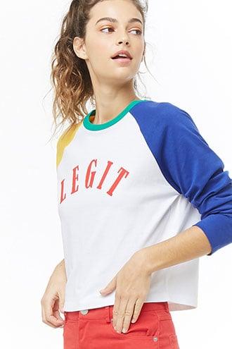 Forever21 Legit Graphic Colorblock Raglan Tee
