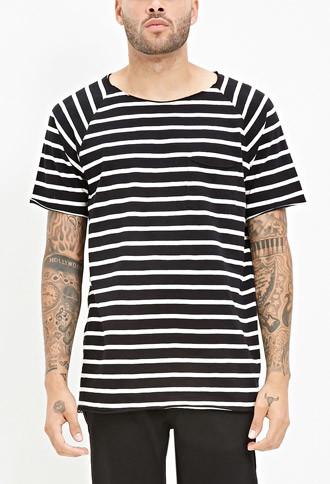 21 Men Striped Raglan Tee