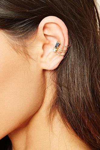 Forever21 Etched Rhinestone Ear Cuff Set