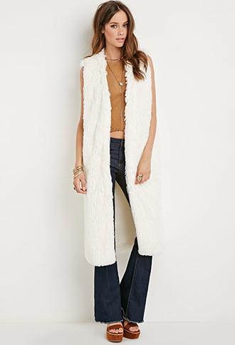 Forever21 High-slit Faux Fur Vest