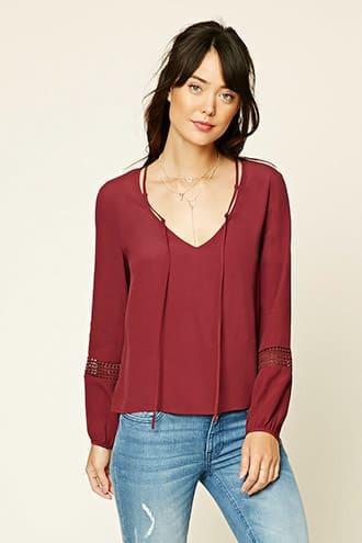 Forever21 Contemporary Tie-neck Top