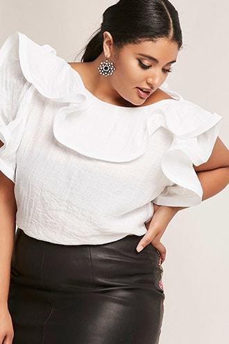 Forever21 Plus Size Semi-sheer Ruffle Top