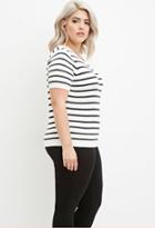 Forever21 Plus Women's  Cream & Charcoal Plus Size Striped Sweater