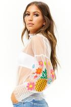 Forever21 America & Beyond Embroidered Tulle Top
