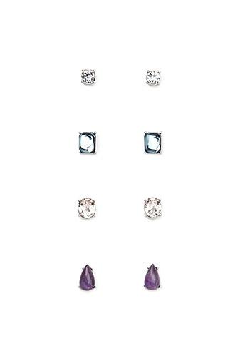 Forever21 Silver & Purple Faux Stone Stud Set