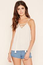 Forever21 Women's  Crinkled Lace-up Cami