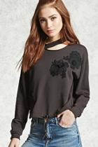 Forever21 Embroidered Flower Pullover