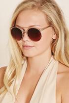 Forever21 Gold & Brown Mirrored Round Sunglasses