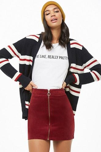 Forever21 Zip-front Corduroy Skirt