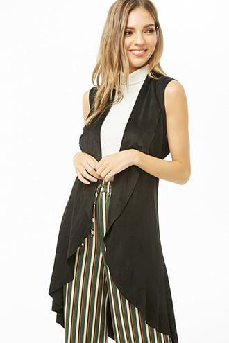 Forever21 Faux Suede Drape-front Vest