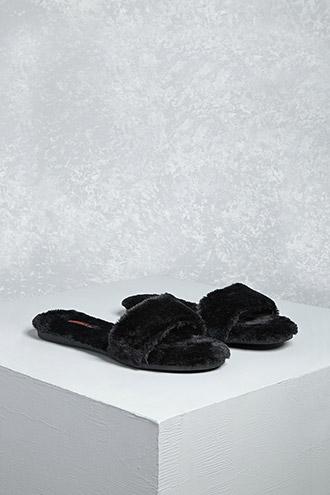 Forever21 Shoe Republic Faux Fur Slides