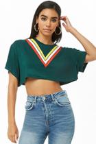 Forever21 V-shaped Striped Crop Top