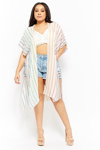 Forever21 Plus Size Rainbow Striped Cardigan