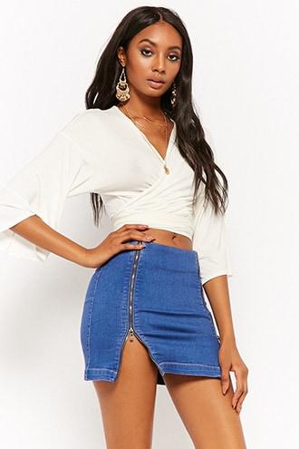 Forever21 Double-zip Denim Skirt