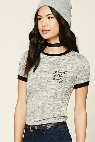 Forever21 Good Vibes Only Ringer Tee