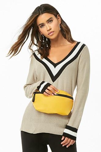 Forever21 Purl Knit Varsity Sweater