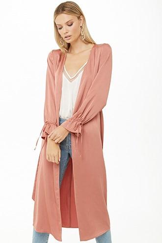 Forever21 Satin Open-front Duster Coat