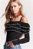 Forever21 Tiered Ruffle Open-shoulder Top