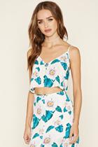 Forever21 Women's  Floral Trapeze Cropped Cami