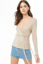 Forever21 Marled Ribbed Surplice Top