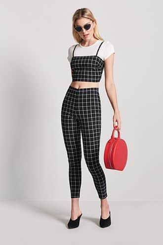 Forever21 Grid Ankle Pants