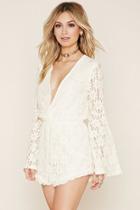 Forever21 Women's  Floral Lace Romper