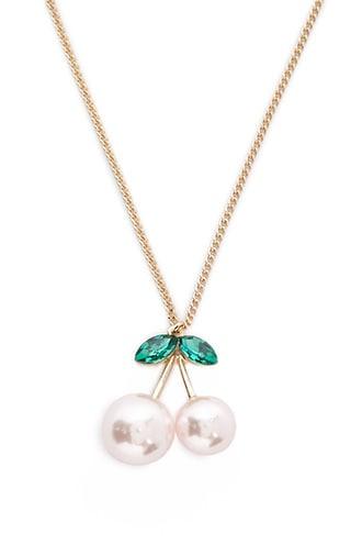 Forever21 Faux Pearl Cherry Pendant Necklace