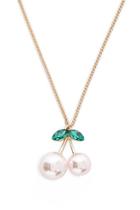 Forever21 Faux Pearl Cherry Pendant Necklace
