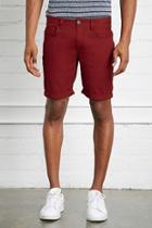 21 Men Men's  Red Clean Wash Denim Shorts