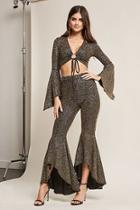 Forever21 Metallic High-low Flare Pants