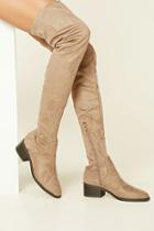 Forever21 Women's  Taupe Thigh-high Faux Suede Boots