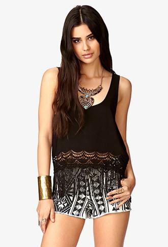 Forever21 Women's  Showstopper Fringed Top (black)