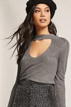 Forever21 Ribbed Knit V-cutout Top