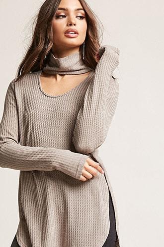 Forever21 Cutout Honeycomb-knit Top