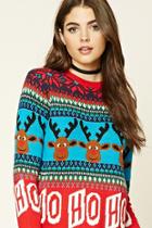Forever21 Women's  Ho Ho Ho Reindeer Sweater