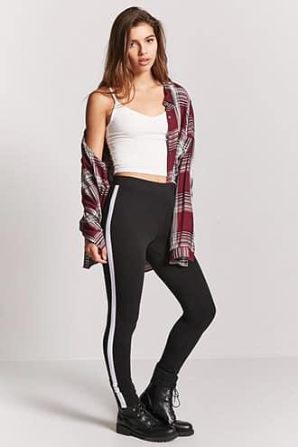 Forever21 Stretch-knit Stripe Leggings