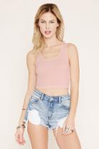 Forever21 Women's  Light Pink Ribbed Crop Top