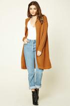Forever21 Women's  Rust Open-front Hooded Cardigan