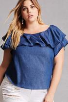 Forever21 Plus Size Chambray Flounce Top