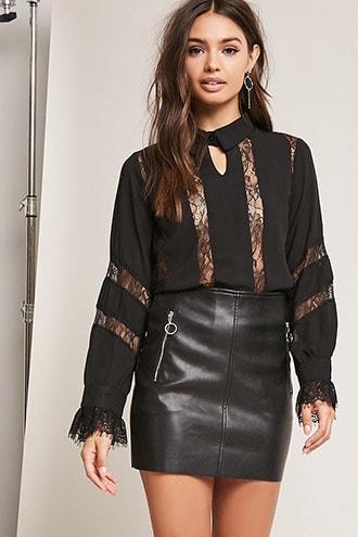 Forever21 Eyelash Lace Stripe Shirt