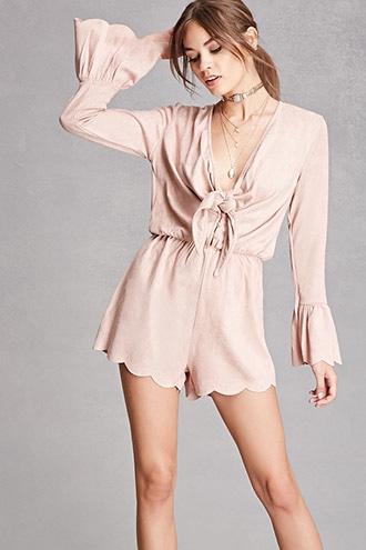 Forever21 Women's  Blush Selfie Leslie Faux Suede Romper