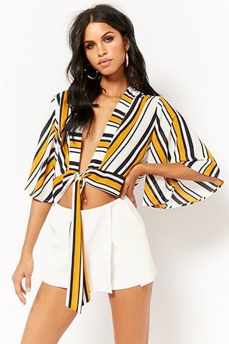 Forever21 Plunging Striped Top