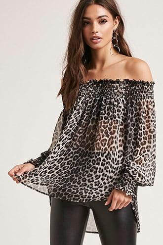 Forever21 Sheer Leopard Print Top