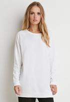 Forever21 Women's  Longline Raglan Sweatshirt (white)