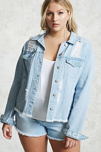 Forever21 Plus Size Frayed Denim Jacket