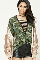 Forever21 Camo Print Ladder-cutout Top