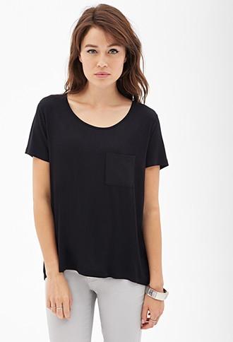 Love21 Woven-paneled Jersey Tee