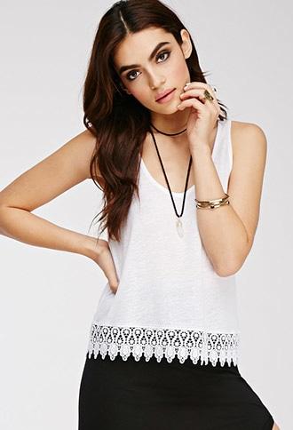 Forever21 Crochet-trimmed Tank