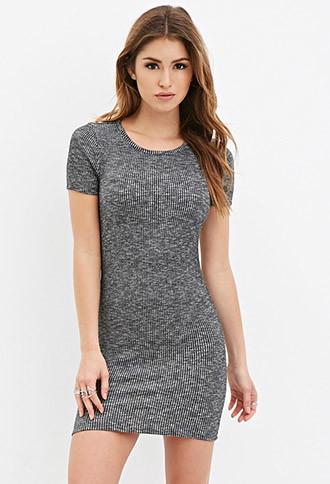 Forever21 Women's  Ribbed Knit Bodycon Dress (charcoal)
