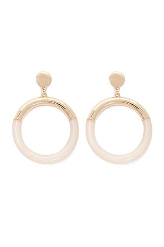Forever21 Faux Marble Hoop Drop Earrings